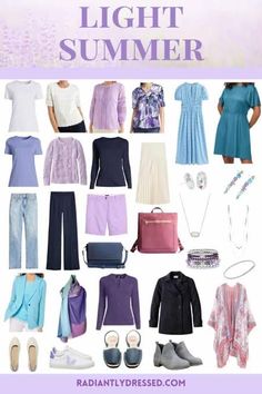 Summer Light Color Palette, Summer Light Palette, True Summer Palette Outfits, Light Summer Color Palette Outfit Ideas, Light Summer Color Analysis, Summer Color Palette Capsule Wardrobe, Light Summer Capsule Wardrobe, Light Summer Color Palette Outfits, Color Palette Wardrobe