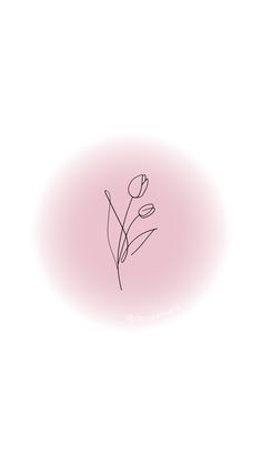 a drawing of a single flower on a pink background