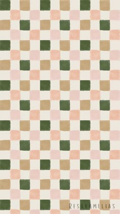 an image of a checkerboard pattern in green and pink colors on white paper