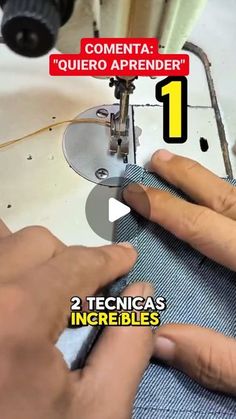 two hands are using sewing machine to sew fabric