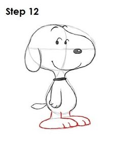 a drawing of a cartoon dog with the words step 13 on it's chest