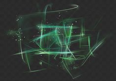 an abstract green background with lines and dots in the center, on a black background