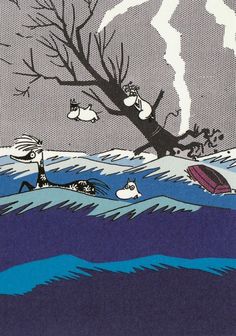 an image of a cartoon scene with cats in the water