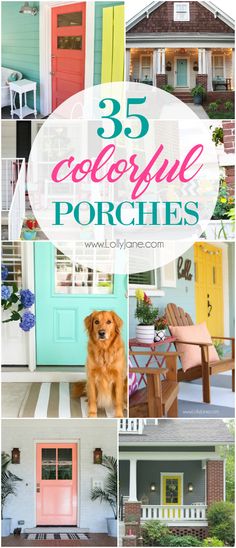 colorful porches and front doors with the words 35 colorful porches overlayed