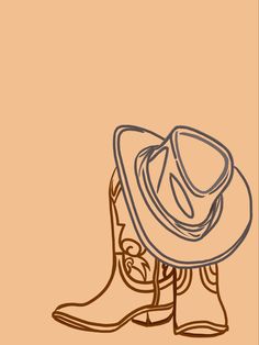 a drawing of a cowboy hat and boots