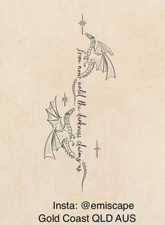 the back side of an old - fashioned book with writing on it, and a drawing of a dragon