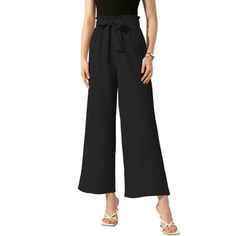 Upgrade your wardrobe with our cute wide leg pants. Palazzo trouser for women, tie knot and high waist design, two functional side pockets, perfectly carrying some necessity, or nailing a chic look. Simple and never outdated style. It is perfect wear with any blouse, tank, cami and high heels or sandals for many occasion. Model Show: Regular Fit. Wear in size XS. Machine Wash Cold with Like Color.  Measurement (in inches) Size----------Waist----------Length----------Hip S------------------25.2-4 Palazzo Trousers, Black Inspiration, Women Tie, Wide Leg Palazzo Pants, Womens Wide Leg Pants, Casual Wide Leg Pants, Long Trousers, Pants With Pockets, Women Pants Casual