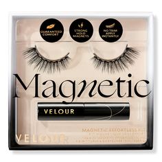 Magnetic Effortless Full False Lash Kit - EFFORTLESS MAGNETIC KIT 1PRIncludesMagnetic Effortless Lashes in Instant Attraction (1 pr)Mini 3-in-1 Lash & Go Eyeliner (0.05 oz)FeaturesFlare shapeFull volumeCriss-cross, straight patternStrong-hold with 8 mini-magnets provide all-day hold7-15mm length3/4 band lengthPremium vegan fibre materialRecyclable packaging, with paperboard box & soy-based inkBenefitsBeginner-friendly lash application in just 2 stepsEasy application, no measuring or trimming req Sephora Holiday, Lash Application, Lash Kit, Velour Lashes, Lash Style, Mini Magnets, One Percent, Eyelash Kit, Black Liquid