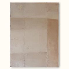 an abstract painting with white and brown colors on the wall, including one square piece of paper