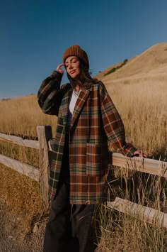 Scorpio 2.0 Half + Half Oversized Coat in Pine + Brown *RESTOCKED* Satin Playsuit, Dressed In Lala, Oversized Wool Coat, Tan Plaid, Half And Half, Blazer Set, Wool Shop, Flannel Jacket, Plaid Coat