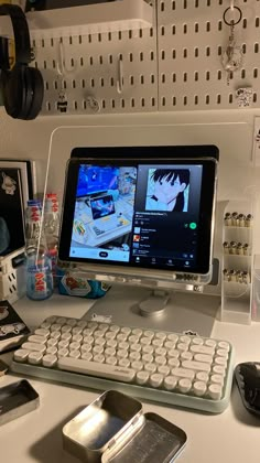 a desktop computer sitting on top of a white desk