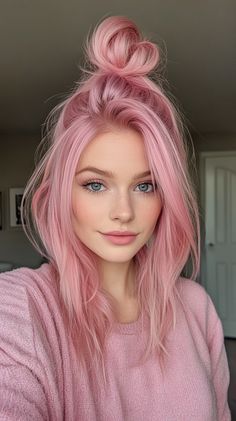 pink hair color ideas Light Pink Bob Hair, Light Pink Hair With Dark Roots, Pastel Pink Hair With Shadow Root, Pink Hair Blonde Money Piece, Gothic Blonde Hair, Colored Hair Women, Pink Hair Makeup Ideas, Different Shades Of Pink Hair, Fun Winter Hair Color Ideas