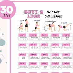 Looking to tone and shape your butt and legs? Look no further than our 30 Day Butt and Legs Challenge! This PDF file provides a comprehensive and effective workout plan that includes four different exercises targeting your lower body, with each exercise increasing in difficulty every day over the course of 30 days. Our carefully crafted workout plan is designed to help you achieve your fitness goals from the comfort of your own home. With daily exercise routines that gradually increase in intens Work Out Challenge 30 Day Beginner, Summer Body Workout Plan At Home, 30 Day Brazilian Buttlift Workout, Workout Plans For Women At Home, Everyday Workout Routine At Home, Toned Legs Home Workout, 30 Day Glute Challenge, Brazilian Buttlift Workout, Fitness Challenge 30 Day