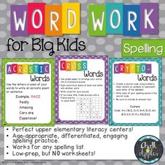 word work for big kids spelling