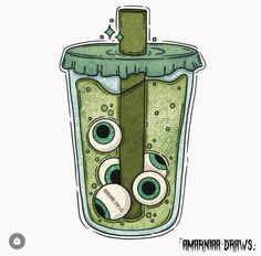 an image of a green liquid in a glass with googly eyes on the bottom