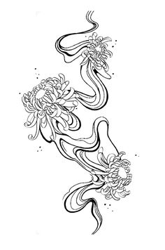 a line drawing of flowers on a white background