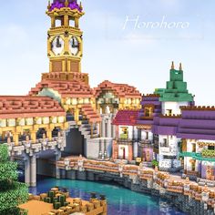 Minecraft Fantasy Town Layout, Fantasy Town Minecraft, Minecraft Venice, Modded Minecraft Builds, Minecraft Winery, Minecraft Art Deco, Minecraft Port Town, Minecraft Town Square, Minecraft Id