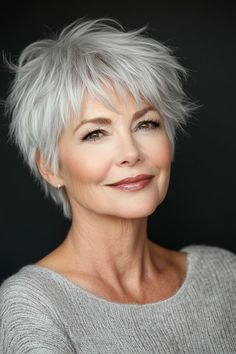 28 Trendy Shaggy Hairstyles for Older Women You Have to See in 2024 – CreativeBooster Portrait To Paint, Short Flicks Haircut, Silver Gray Hair Color Short Haircuts, Chin Length Silver Hair, Short Bobs For Older Women, Short Grey Hairstyle Women, Short Shaggy Haircuts Straight Hair, Short Pixie Hairstyle Women Over 50, Full Short Hairstyles