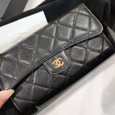 Brand New Never Used With Authentication Cards And Box Chanel Long Wallet, Chanel Perfume, Black Caviar, Chanel Wallet, Chanel Bags, Chanel Black, Long Wallet, Chanel Bag, Wallets