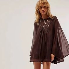 Free People Sunshine Of Love Mini Dress In Black Coffee Size Small Nwt This Sis Such A Classic And Cut Mini. It Is So 1970s And I Can’t Help But Picture Stevie Nicks Wearing It! It’s Perfect For Parties. The Cutout Embroidery Front Is Beautiful And The Sleeves Are Dreamy And Flowy. Perfect For Dancing. New With Tags. Never Worn. Measurements In Photos. Deep Chocolate Brown Color. Lined. Sheer Beach Dresses For Fall, Fall Sheer Dresses For The Beach, Sheer Fall Beach Dresses, Fall Sheer Dresses For Beach, Sheer Dresses For Beach Events In Fall, Stevie Nicks Fashion, Stevie Nicks Outfits Inspiration, Stevie Nicks Outfits, Stevie Nicks Dress