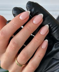 Almond Gel French Tip, Clean Nails Almond Shape, French Tips Nails Almond Shape, Soft Gel French Tip, Nails To Get Proposed To, Thing French Tip Nails, French Nails With A Design, Nail Shapes Almond French Tip, French Nail Wedding