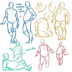 an image of different body types drawn by hand in various colors and shapes on paper