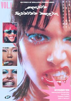 the front cover of a magazine with an image of a woman's face and teeth