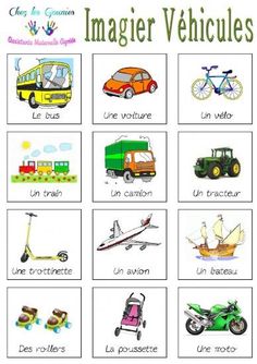 the words in french are used to describe vehicles and their meaningss, as well as pictures