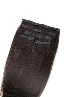 "100% human hair clip on yaki hair extensions. High quality Remy human hair Clip on Set: 5 Pieces (1-9\", 1-8\", 1-6\", 2-3\") Length: 18\" (shown in the image) other lengths are available. Please inquire! Colors: 1b (off black) shown. Weight: Approx. 100 grams" Yaki Hair, Off Black, Remy Human Hair, 100 Human Hair, On Set, Clip On, Hair Clip, Hair Extensions, Human Hair