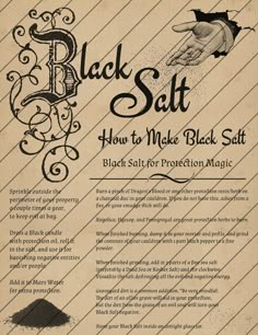 Make Black Salt, Protection Magic, Book Of Shadows Pages, Grimoire Pages, Moon Water, Witch Spirituality