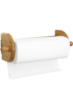 a roll of toilet paper on a wooden holder