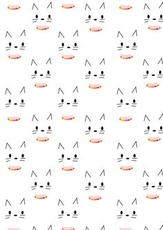 a pattern with cats'faces and eyes