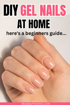 a hand with gel nails How To Gel Manicure At Home, How To Apply Nail Tips With Gel Polish, Gel Nail On Real Nails, Gel Nail How To Tutorials, Gel Nail Prep Steps, Home Gel Nails Diy, Tips For Nails At Home, Gel Polish Steps