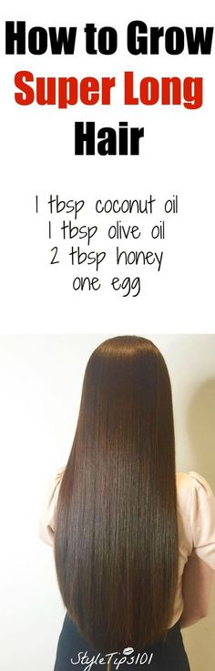 How to Grow Super Long Hair You’ll Need: 1 tbsp coconut oil 1 tbsp olive oil 2 tbsp honey one egg Directions: In a medium bowl, combine all ingredients, making sure to beat the egg well before. Apply entire mixture to hair, starting from roots to ends. Massage mask into hair gently in slow circular motions. This will get the blood flowing and encourage faster hair growth. Leave mask on for as long as you like, but the longer the better! Leave the mask on for at least 30 minutes. We left ours How To Grow Your Hair Faster, Grow Long Hair, Super Hair, Hair Starting, Super Long Hair, Hair Growth Tips, Short Hairstyle