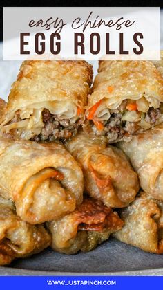 Easy Chinese Egg Rolls Recipe Chinese Egg Rolls Recipe, Pork Egg Roll Recipes, Chinese Egg Rolls, Egg Rolls Recipe, Homemade Egg Rolls, Chicken Egg Rolls, Homemade Chinese Food, Chinese Egg, Yellow Bell Pepper