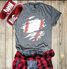 T Shirt Ideas, Red Plaid Shirt, Baseball T, Diy Shirt