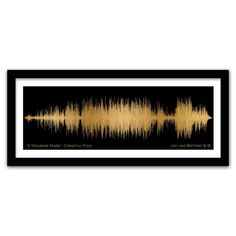 a black and gold sound wave art print