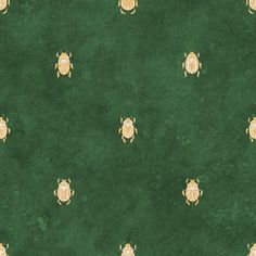 a green background with gold bugs on it