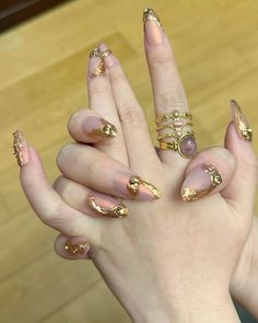 Sade Nails, Gold Accent Nails, Elegant Touch Nails, Aqua Nails, Boho Nails, Hello Nails, Asian Nails, Gel Nails Diy, Simple Acrylic Nails