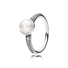 Elegant Beauty Ring, White Pearl & Clear CZ Pandora Pearl Ring, Pandora Rings Heart, Pandora Pearl, Rings Pandora, Pandora Ring, Charms Pandora, Timeless Ring, Ring Elegant, Elegant Beauty