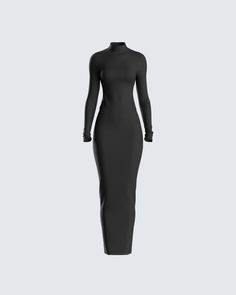 When it comes to effortlessly looking good, this black maxi dress has you covered 🖤 Made from stretch jersey fabric, and complete with a mock neck, long sleeves, and a bodycon style -  this dress will have you intimidating everyone you walk past 😏 Black Bodycon Maxi Dress, Black Dress Outfit Party, Fashion Collection Inspiration, Bodycon Maxi Dress, Maxi Dress Outfit, Bodycon Style, Cute Dress Outfits, Black Dress Outfits