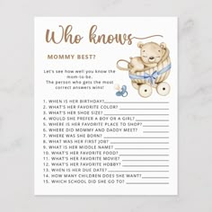 a baby shower game with a teddy bear