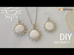 two necklaces and earrings are shown on a white surface with the words diy