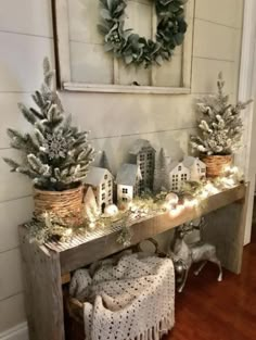 a table with christmas decorations on top of it