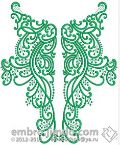 an intricately designed design in green on white