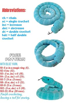 the instructions for how to make a blue snake