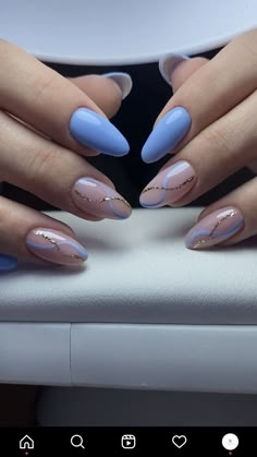 @khyatikasari Bridesmaids Nails, Basic Nails, Simple Acrylic Nails, Striped Nails, Almond Acrylic Nails, Gel Designs, Oval Nails