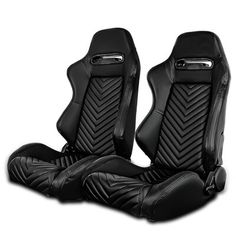 two black leather seats sitting next to each other