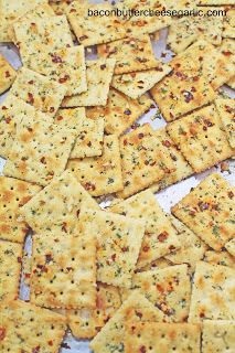 some crackers are sitting on a sheet of paper