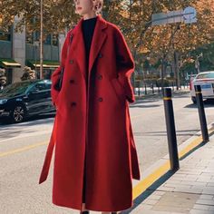 Winter Trench Coat For Women Elegant Fashion Korean Casual Thick Wool Coat Red Lace-up Long Jacket Black Woman Coat With Blet SPECIFICATIONS Clothing Length: long（26+inch） Material: wool Material: POLYESTER Material: Acrylic Decoration: Button Decoration: Pockets Decoration: sashes Decoration: Spliced Decoration: Adjustable Waist Material Composition: Woolen Season: Autumn/Winter Collar: Turn-down Collar Closure Type: Double Breasted Sleeve Length(cm): Full Type: High Waist Outerwear Type: Wool & Blends Material: Wool,Polyester Decoration: Button,Belt,PATTERN,Patch Designs,vintage Material Composition: Woolen Season: Autumn/Winter Collar: Turn-down Collar Closure Type: Double Breasted Sleeve Length(cm): Full Type: Bat Sleeved Outerwear Type: Wool & Blends Tips about Size (we are Asian size Wine Red Coat Outfit, Red Wool Coat Outfit, Red Trench Coat Outfit, Jacket Trend, Woolen Coat Woman, Maximum Ride, Womens Black Coat, Red Trench Coat, Winter Trench Coat